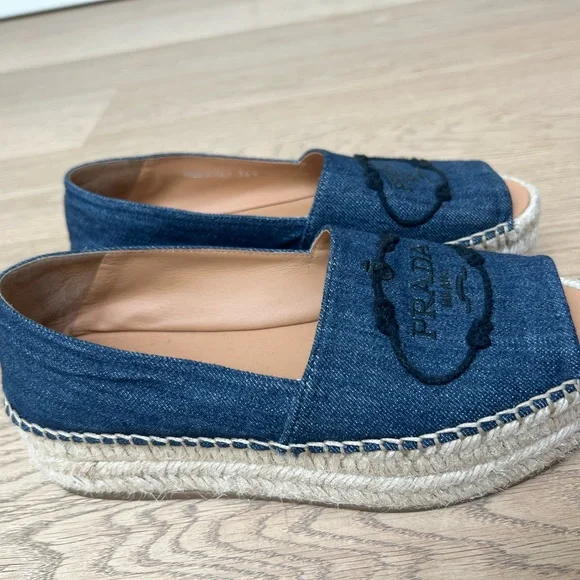 Prada Denim Logo Espadrille Loafers US size 6.5 (IT size 36.5) - Picture 2 of 9